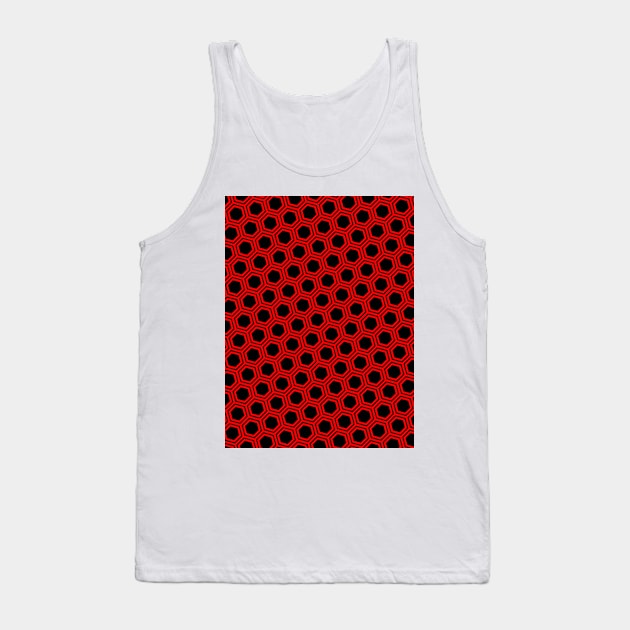 Pattern hexagonal red on black background Tank Top by la chataigne qui vole ⭐⭐⭐⭐⭐